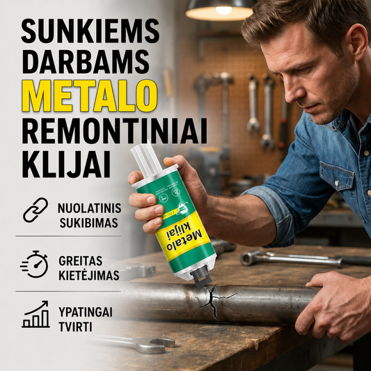 Didelio stiprumo AB metalo remonto klijai