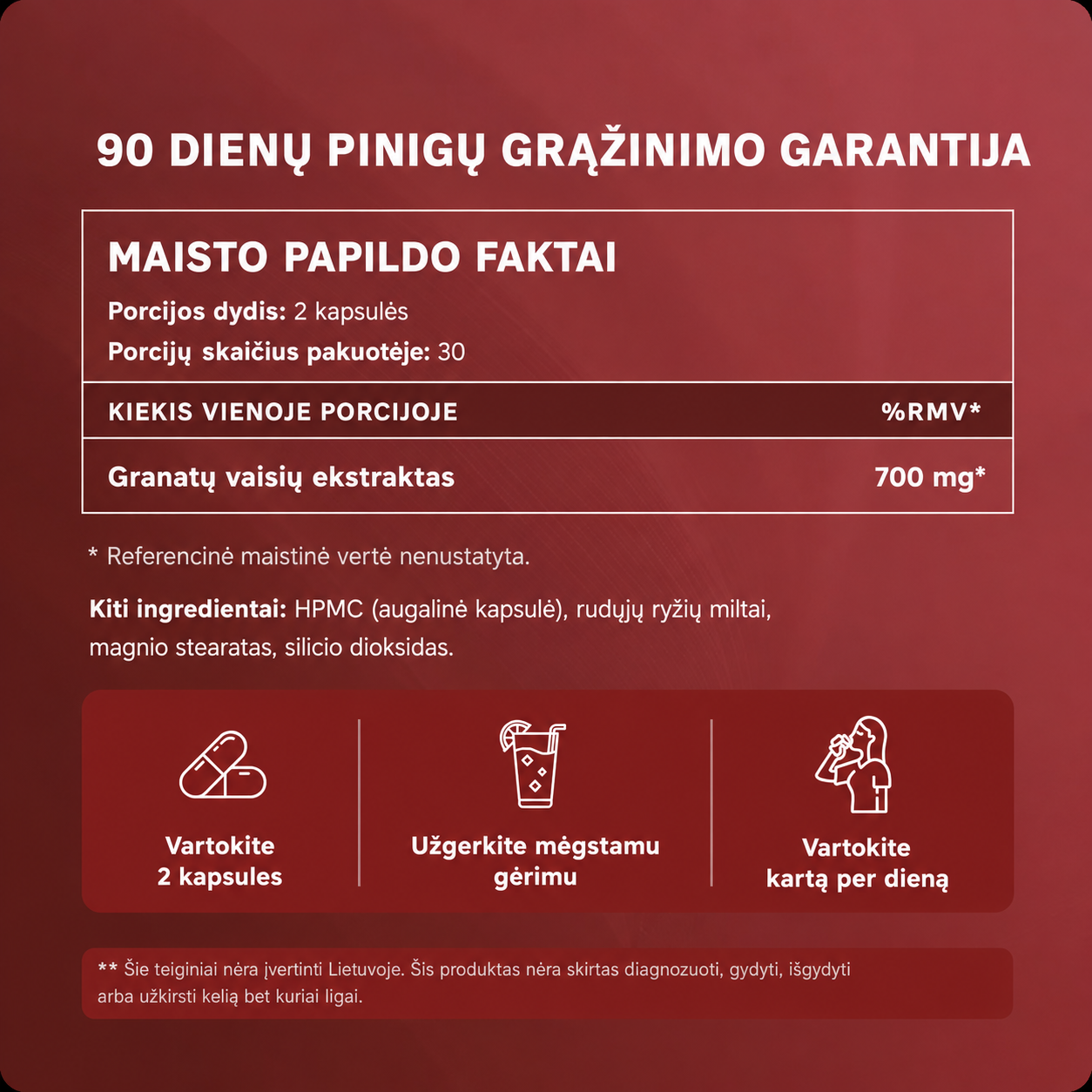 Ekologiško granatų ekstrakto kapsulės