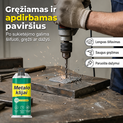 Didelio stiprumo AB metalo remonto klijai