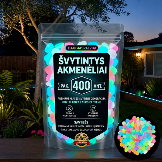 Švytintys sodo akmenėliai