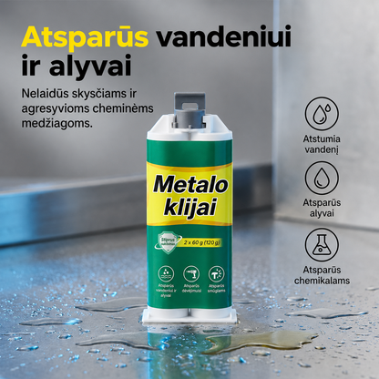 Didelio stiprumo AB metalo remonto klijai