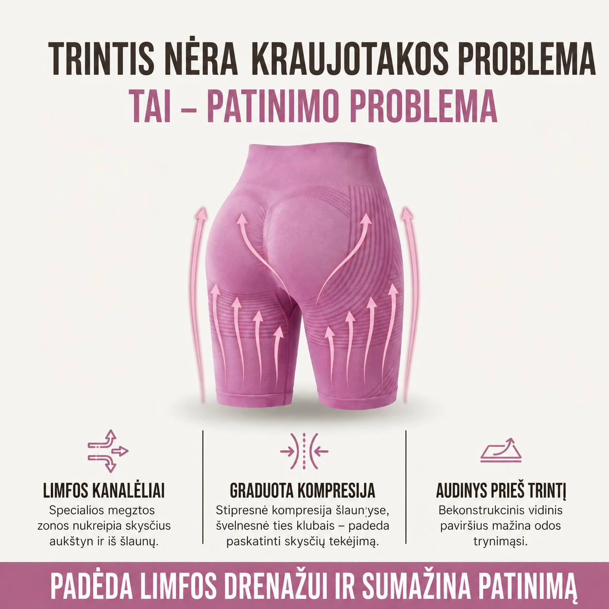 3D šortai nuo šlaunų trynimosi